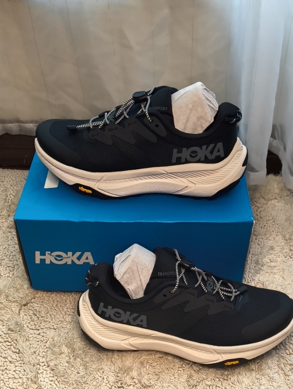 HOKA Women's Black and White Trail Running Shoes